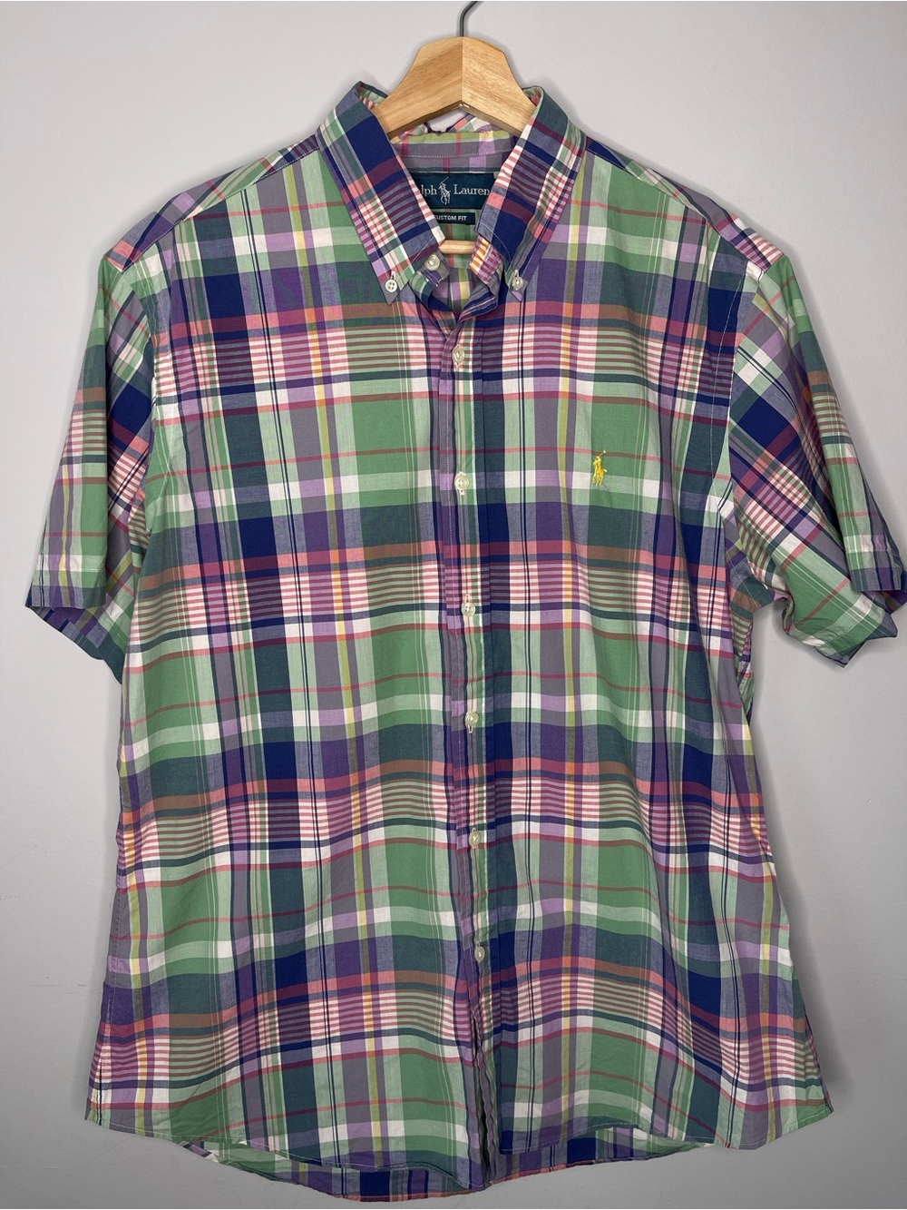 Polo by Ralph Lauren Green Plaid Short-Sleeve Button-Down Shirt custom fit large